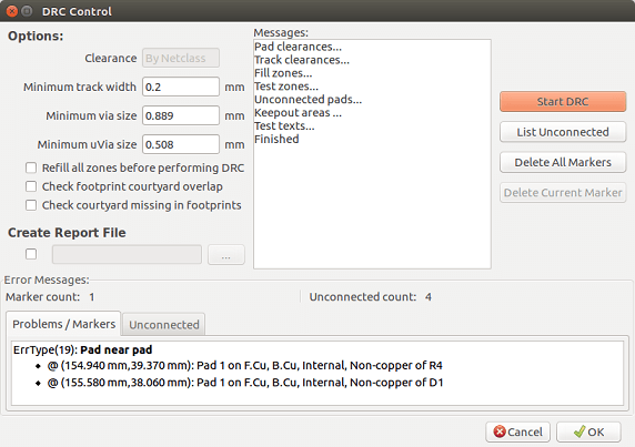 Pcbnew DRC dialog