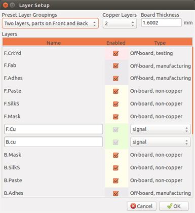 Pcbnew layer setup dialog