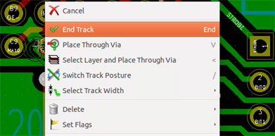 Pcbnew track in progres context