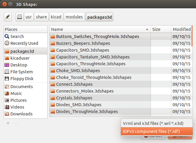 IDF component outline selection