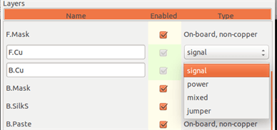 Pcbnew layer setup dialog layer properties