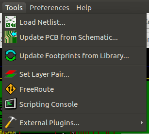 Pcbnew tools menu