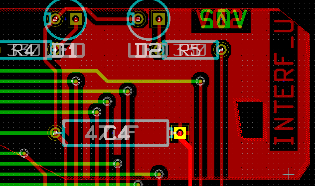 Pcbnew zone filled with cutout