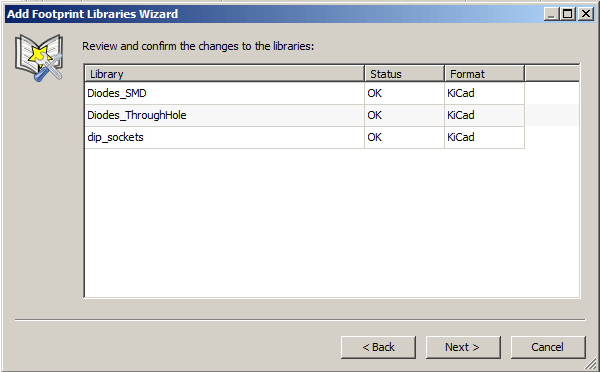 Footprint libary wizard validate