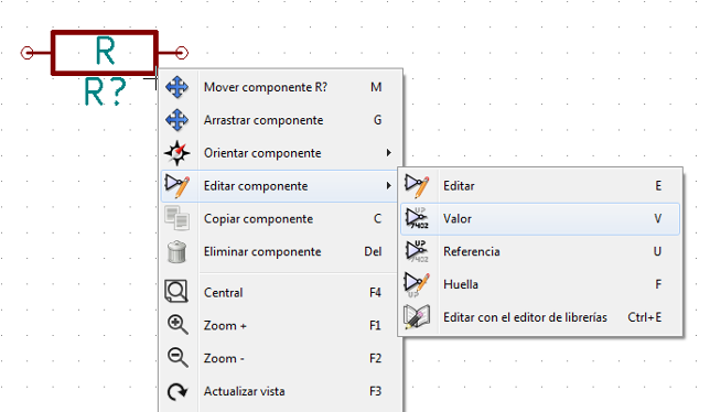 Edit component menu