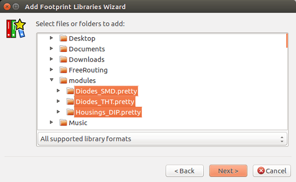 Footprint library wizard local lib selection