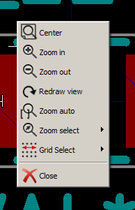 Context menu on selected footprint