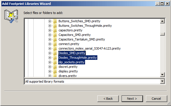 Footprint library wizard local lib selection