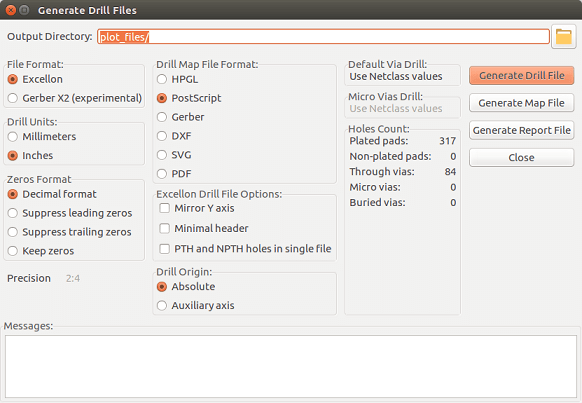 Pcbnew drill file dialog