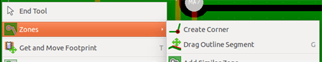 Pcbnew zone modification menu items