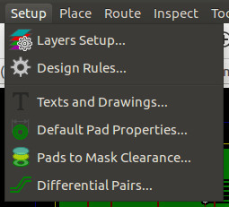 Pcbnew setup menu