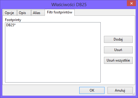 Filtr footprintów w programi Eeschema