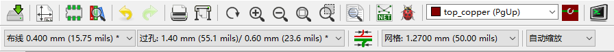 Pcbnew top toolbar
