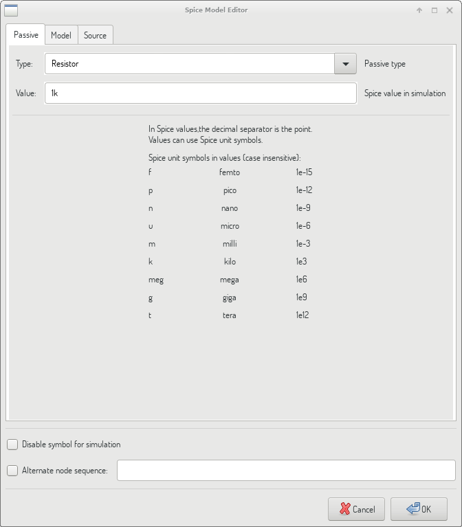 Passive device model editor tab