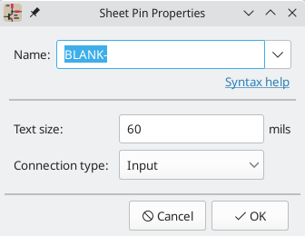 Sheet Pin Properties dialog