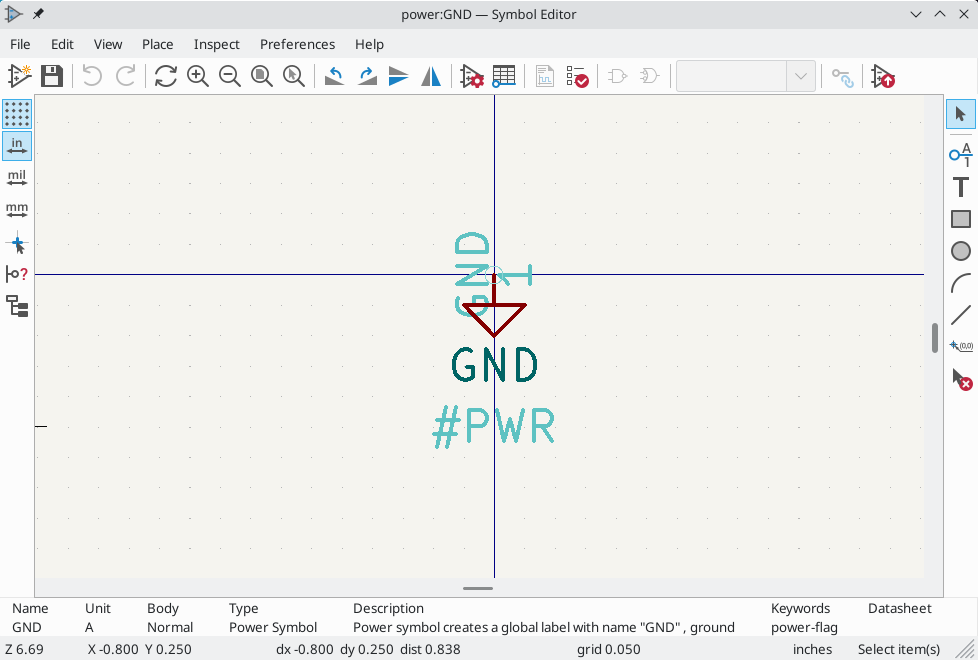 Editing a power symbol