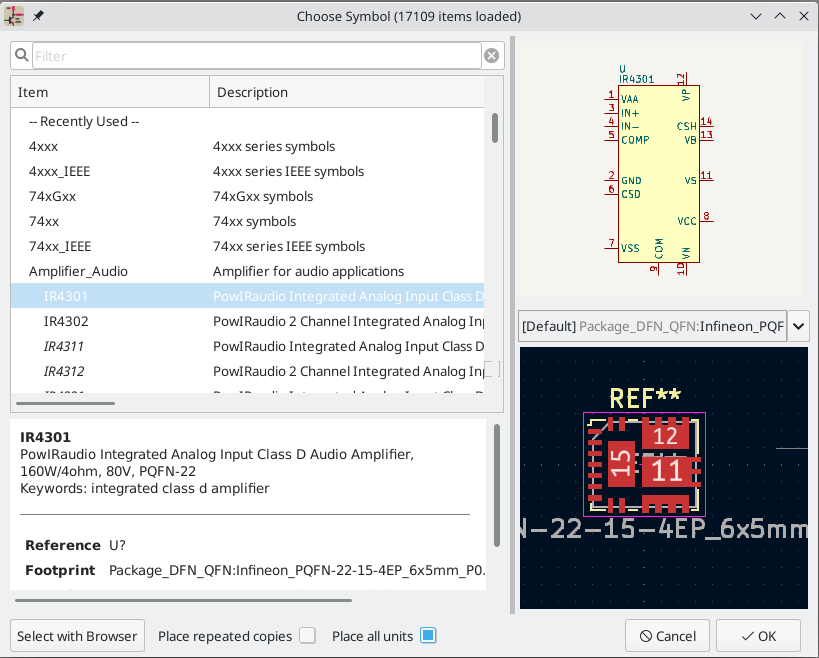 Choose Component dialog