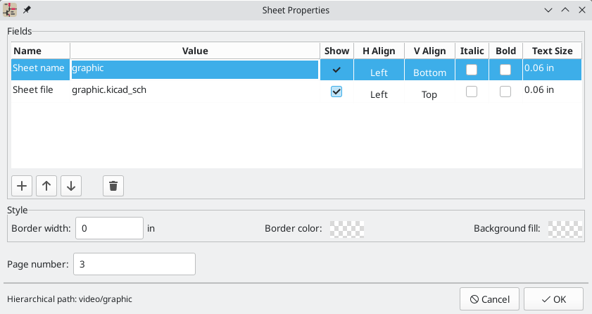 Hierarchical sheet properties