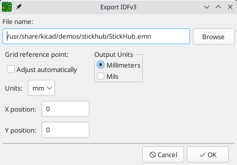 IDF output settings