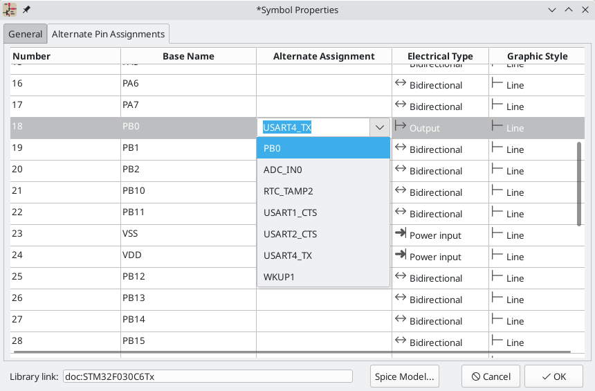 Selecting an alternate pin definition