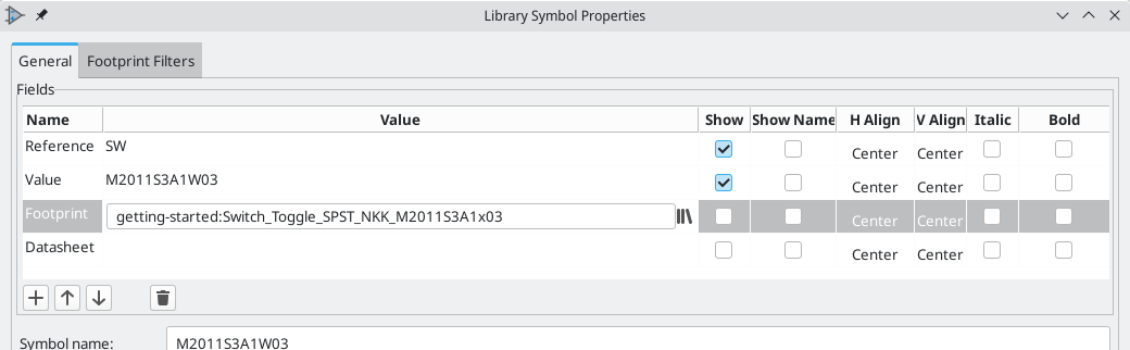 switch footprint set as default for symbol