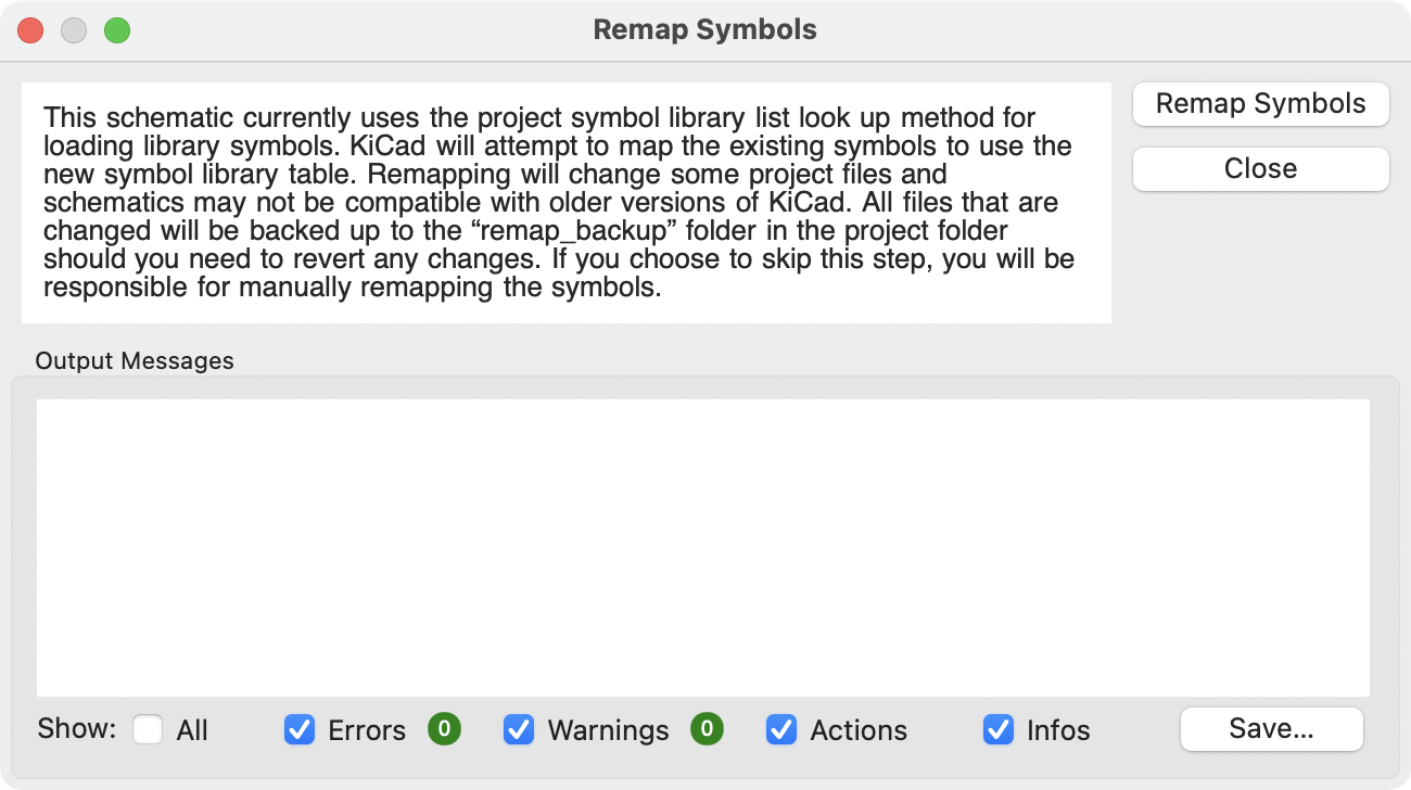 Remap symbols dialog