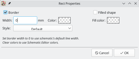 graphic rectangle properties dialog