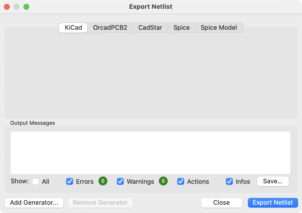 Esportazione netlist KiCad