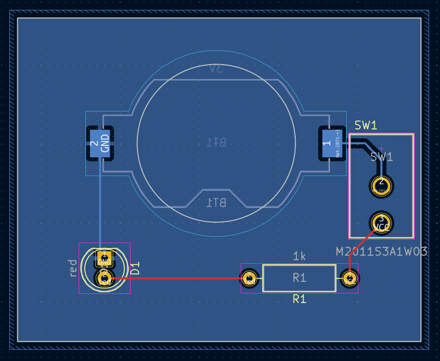 board with switch added, before routing