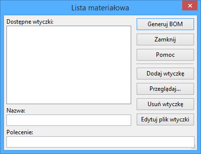 Główne okno narzędzia BOM