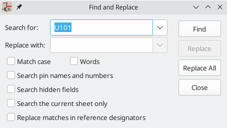 Find and Replace dialog