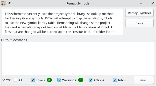 Remap symbols dialog