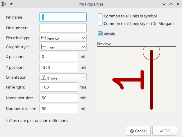 Pin properties