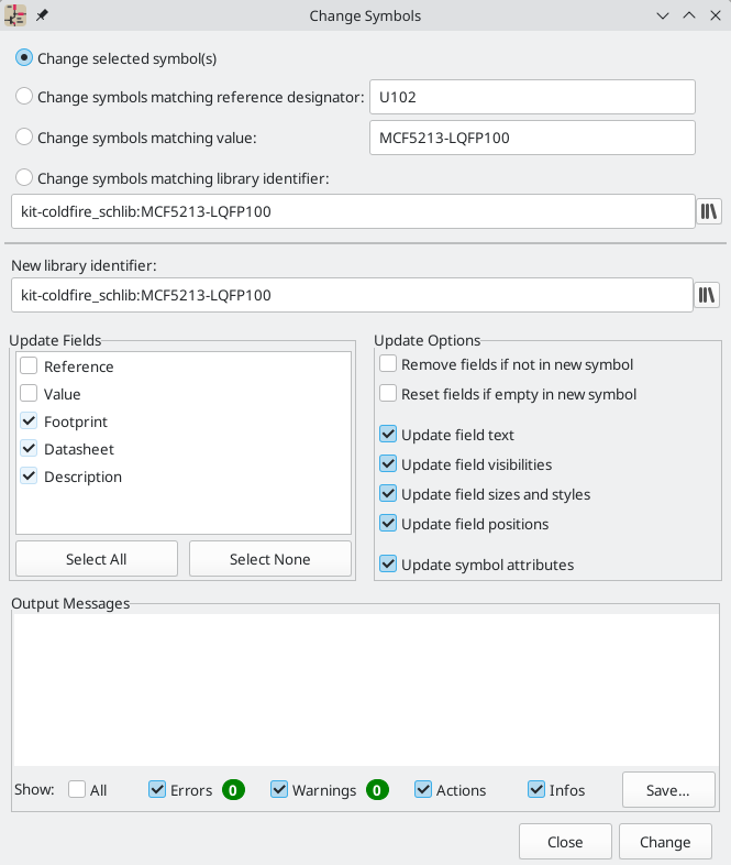 change symbol dialog