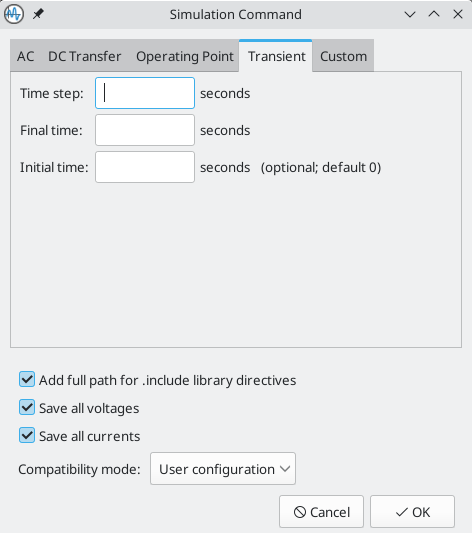 Transient analysis window