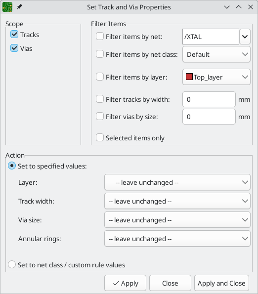 pcbnew edit track and via properties