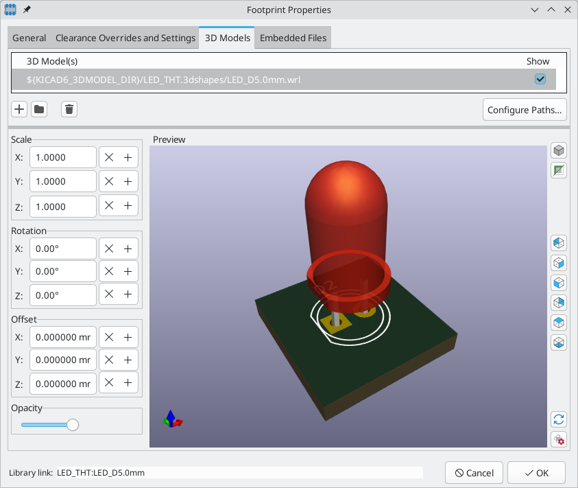 Eigenschaften von 3D Footprint-Modellen