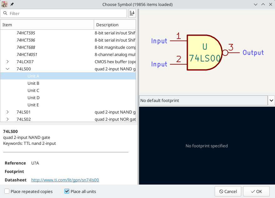 Choose Component dialog