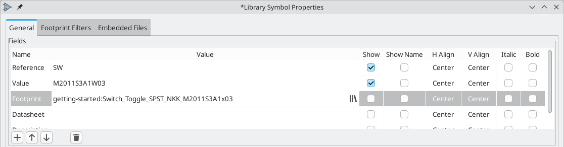 switch footprint set as default for symbol