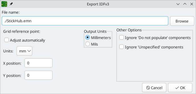 IDF output settings