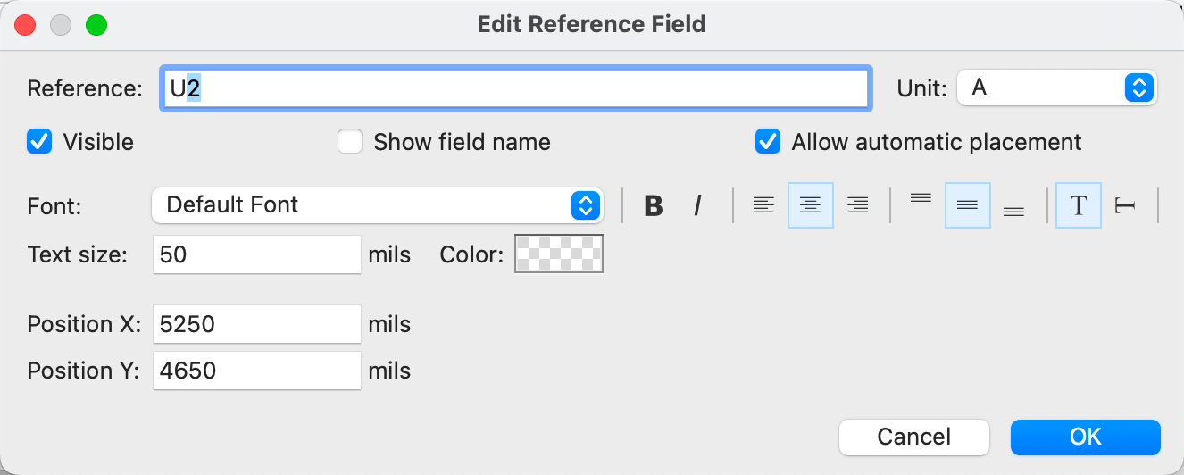 Edit Reference Field dialog