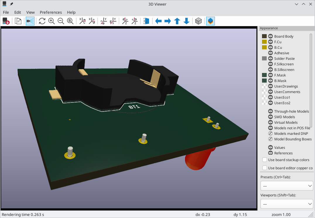 Raytraced view of the PCB