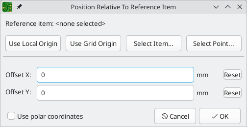 Position Relative To Reference Item dialog