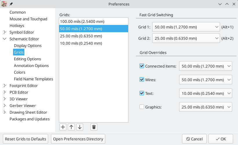 grid settings dialog