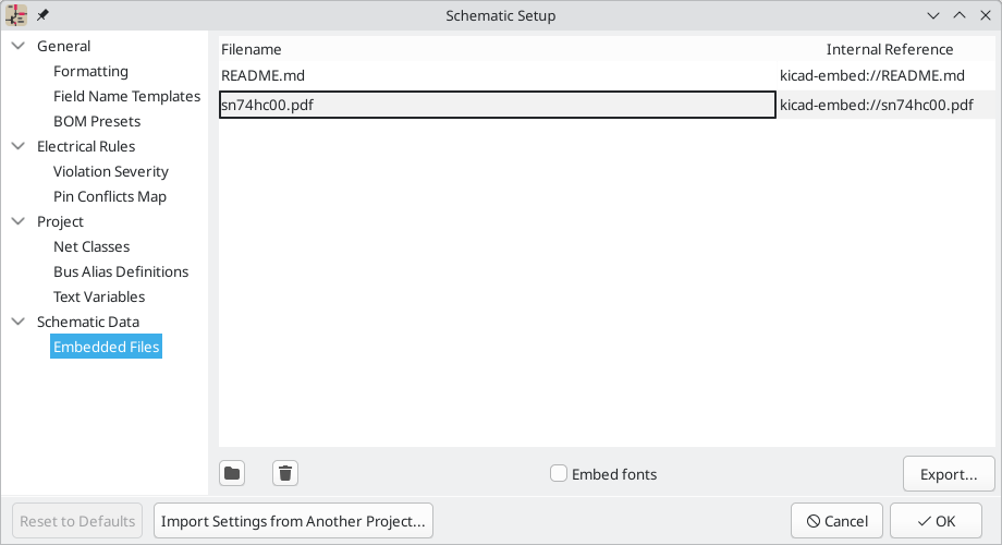 embedded files