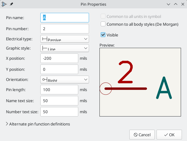 pin properties