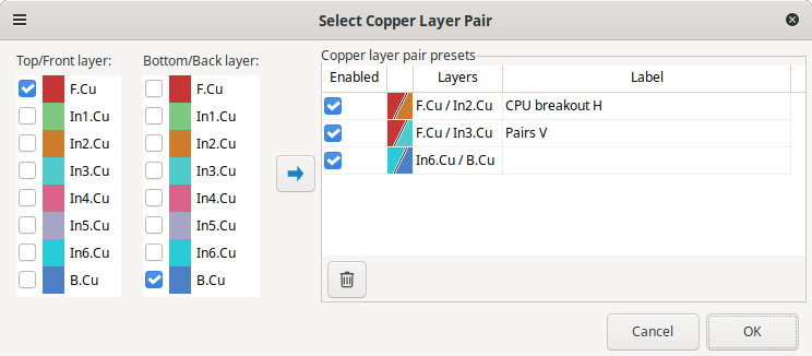 Pcbnew layer pair dialog